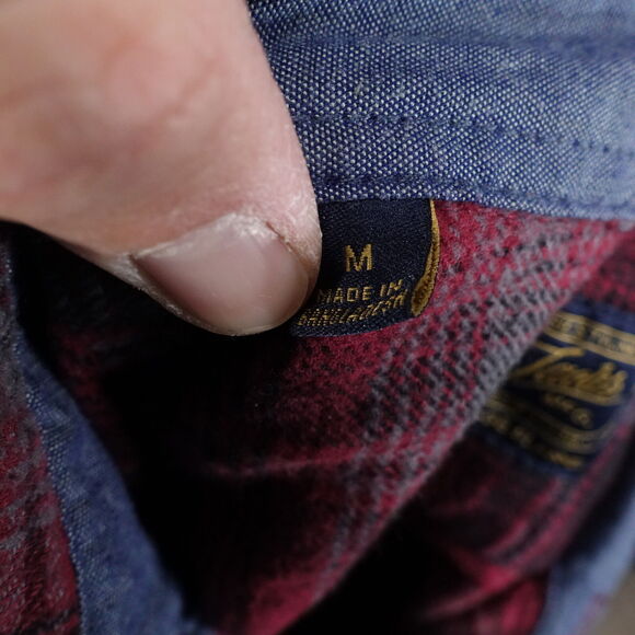 JACHS MFG RED PLAID FLANNEL BUTTON DOWN SHIRT MENS SIZE M MEDIUM - Picture 6 of 7